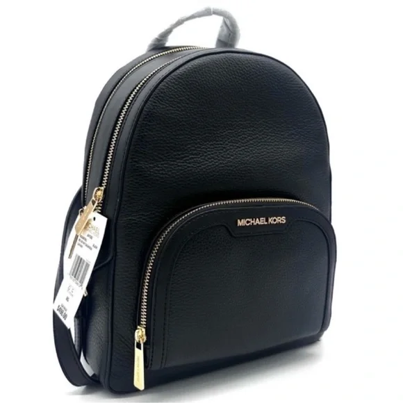 Michael Kors Medium Jaycee Backpack Black/Gold - Picture 3 of 11